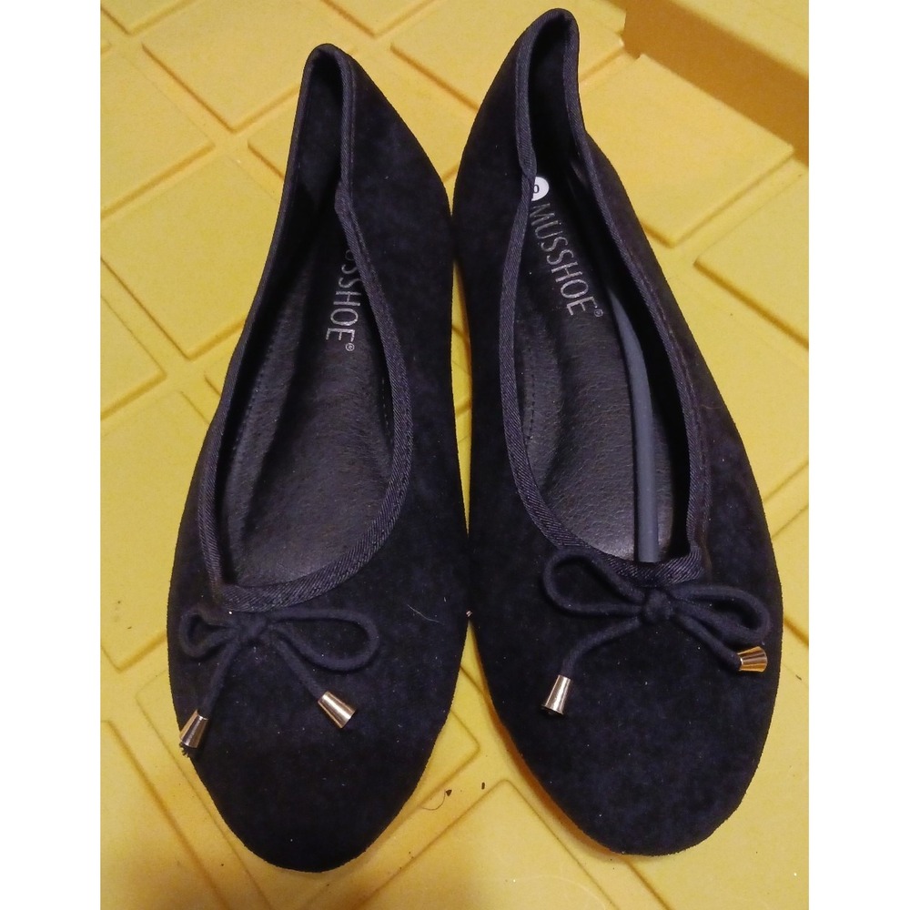 NEW Musshoe Women's Black Ballet Flats with Bow, Size 10